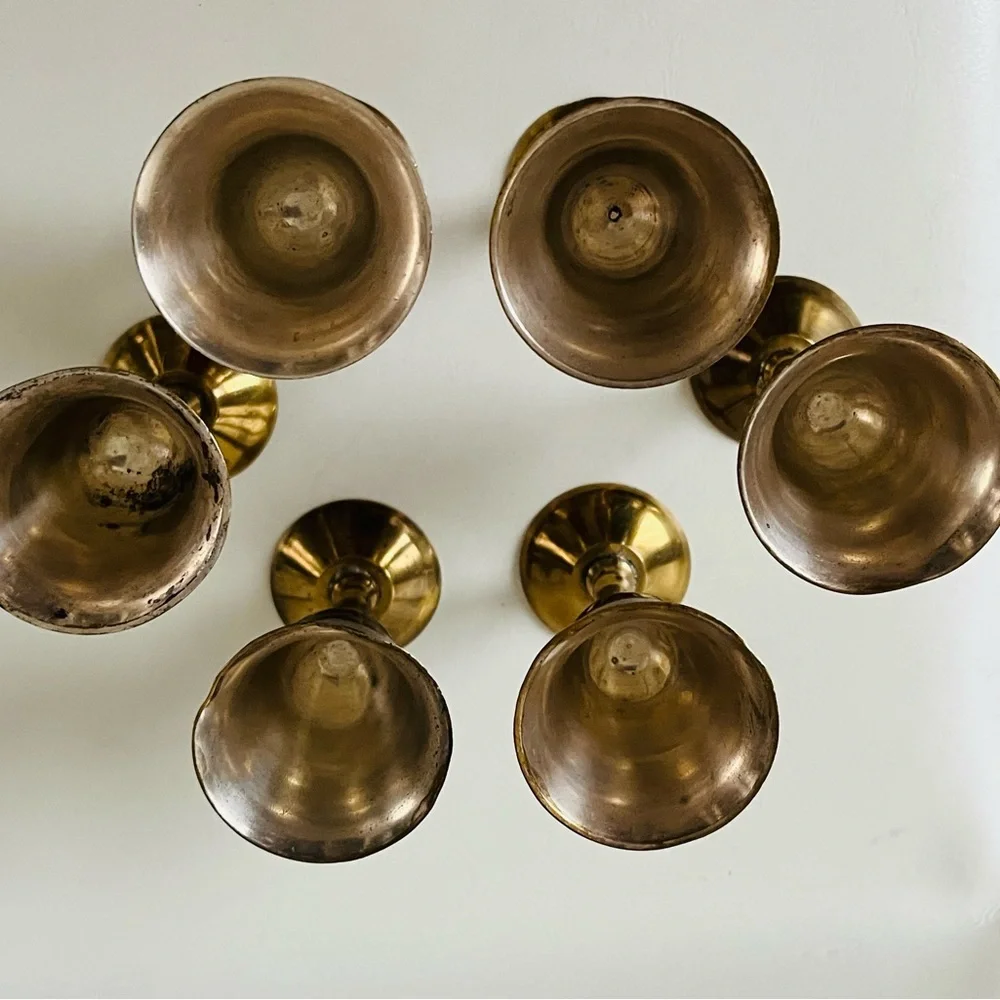 Elegant Brass and Silver Goblet Set with Tray